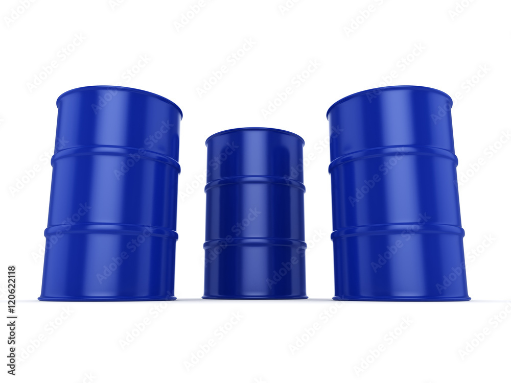 3D rendering blue barrels 3D rendering blue barrels