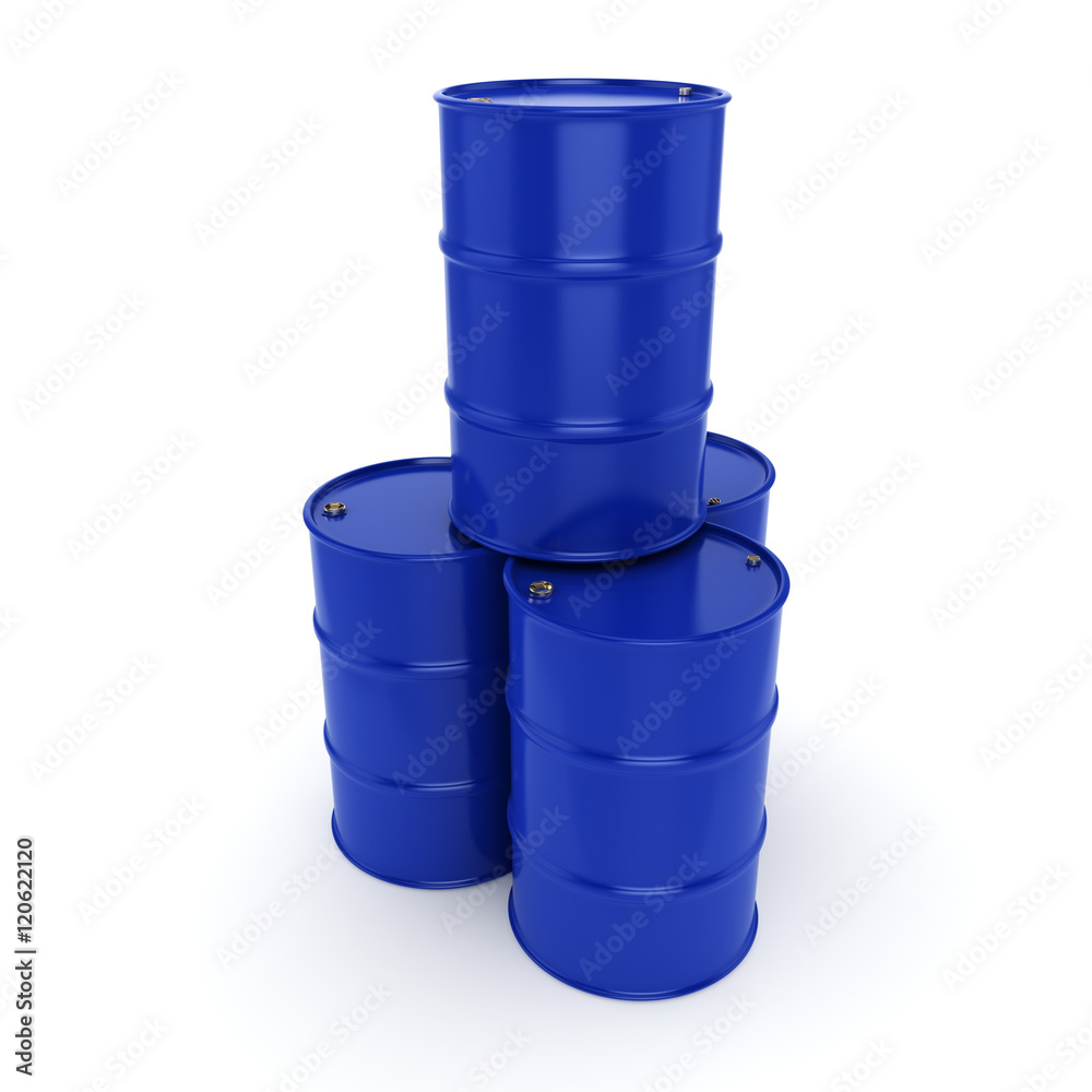 3D rendering blue barrels 3D rendering blue barrels