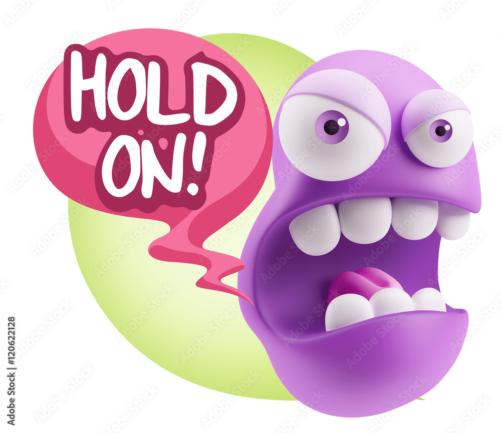 3d Rendering Angry Character Emoji saying Hold On with Colorful 3d Rendering Angry Character Emoji saying Hold On with Colorful