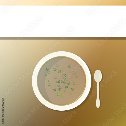 top view. soup plate. Vegan natural soup concept, no meat