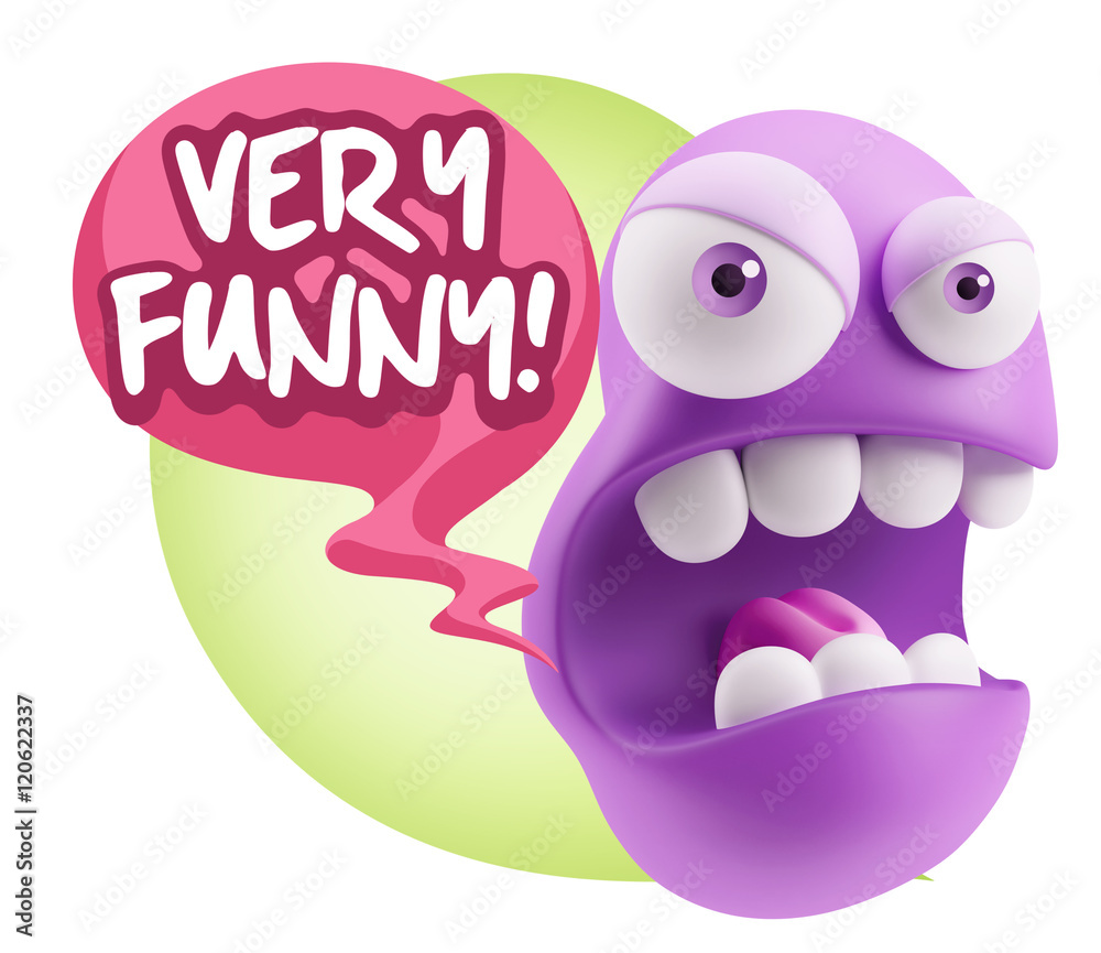 3d Rendering Angry Character Emoji saying Very Funny with Colorf 3d Rendering Angry Character Emoji saying Very Funny with Colorf