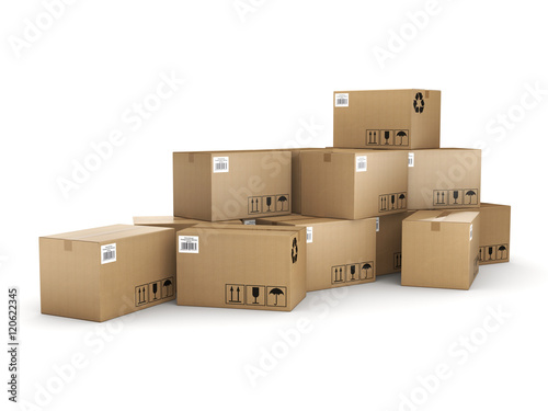 3D rendering cardboard box