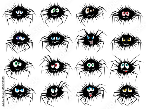 Halloween set of sixteen spider characters
