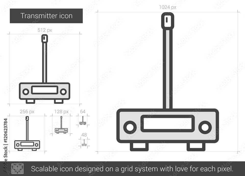 Transmitter line icon. Transmitter line icon.