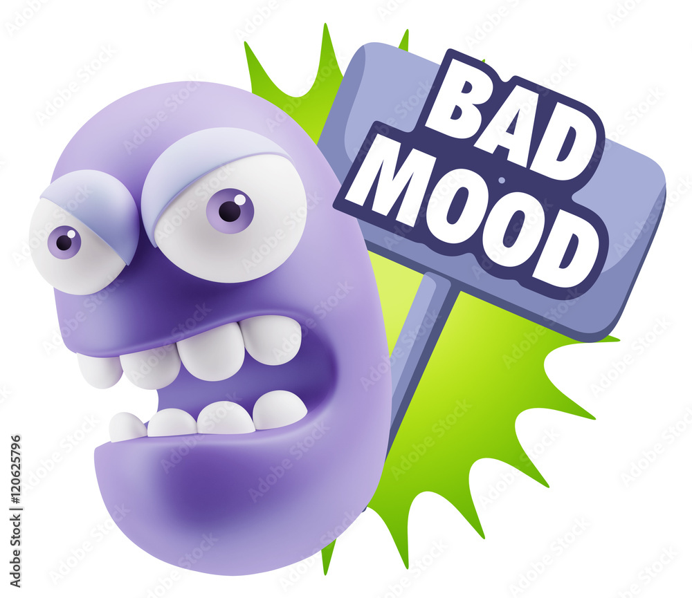 3d Rendering Angry Character Emoji saying Bad Mood with Colorful 3d Rendering Angry Character Emoji saying Bad Mood with Colorful