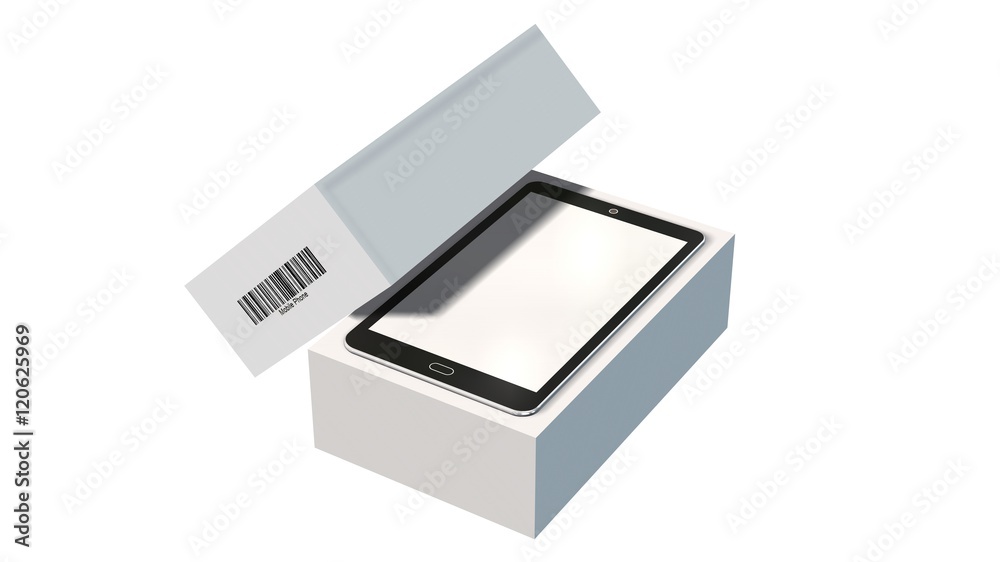 Modern mobile phone in the packaging - unboxing - 3D rendering Modern mobile phone in the packaging - unboxing - 3D rendering