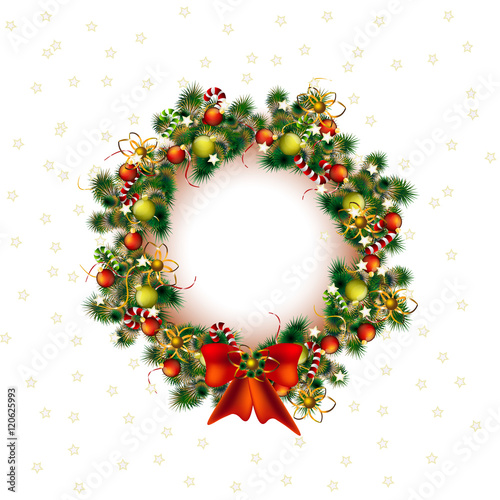 Christmas wreath, christmas deko tree in white background, vector