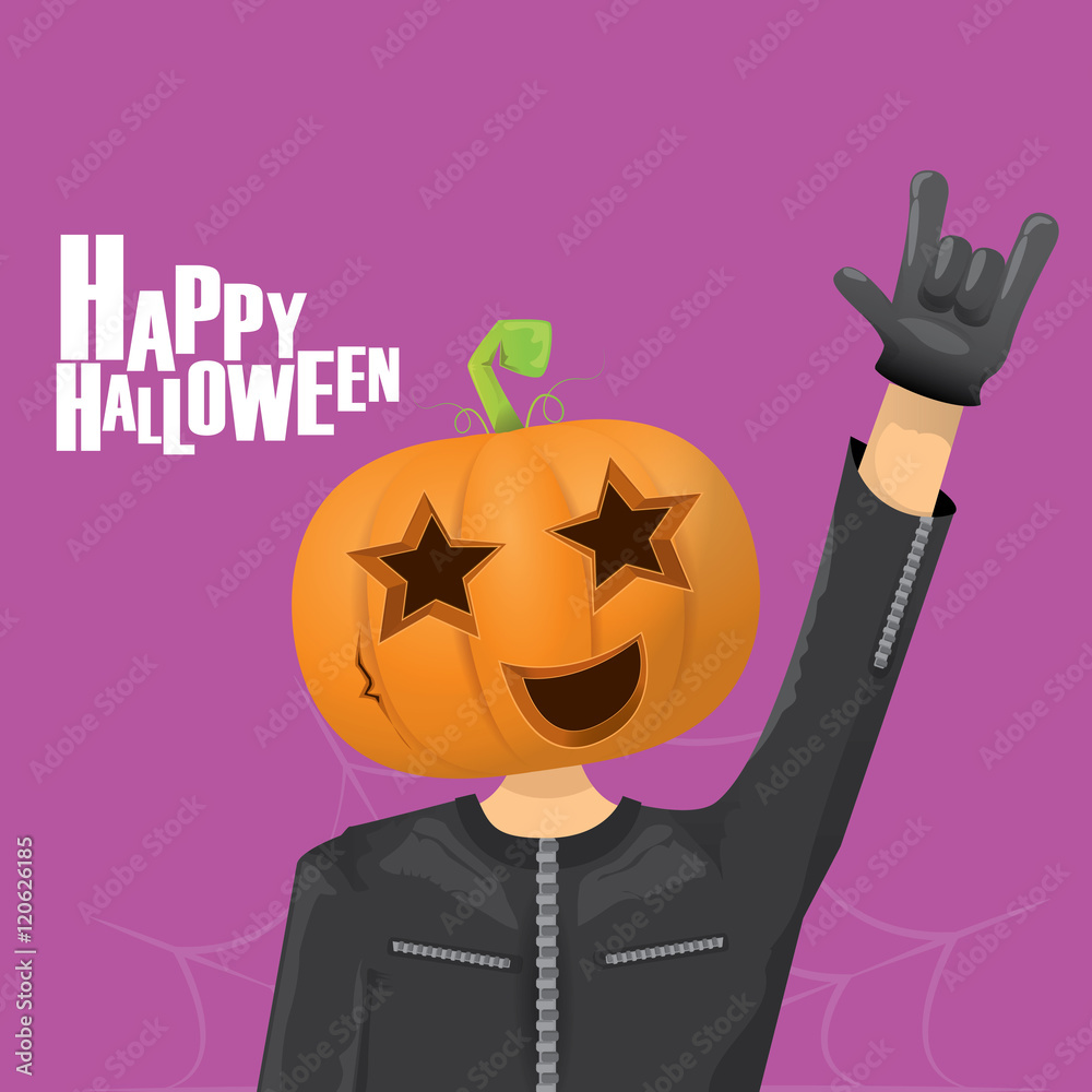 Rock n roll Happy halloween vector greeting card Rock n roll Happy halloween vector greeting card