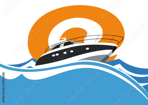 Logo yacht on a steep turn