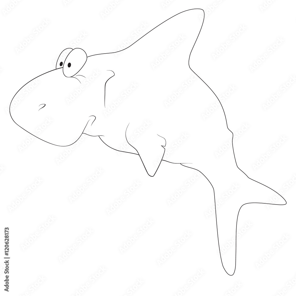 Illustration of a funny cartoon shark on white background Illustration of a funny cartoon shark on white background