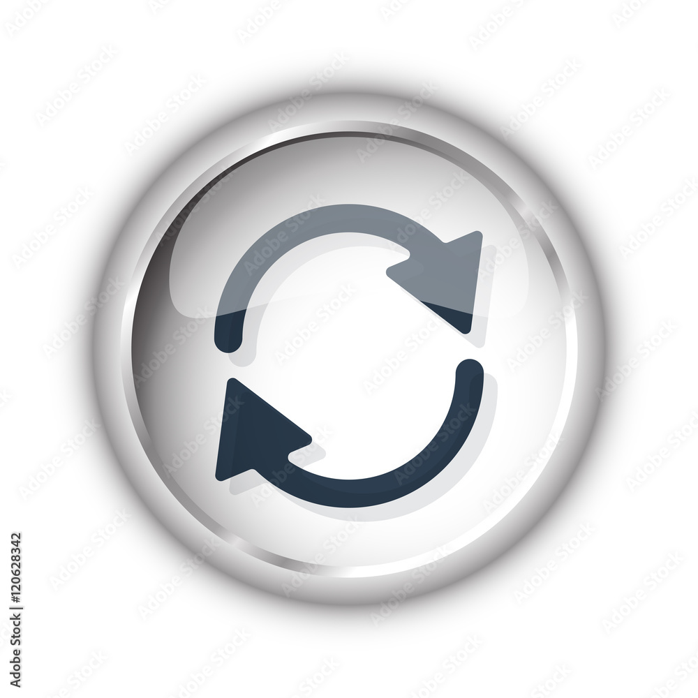 Web button with black Refresh icon on white background Web button with black Refresh icon on white background