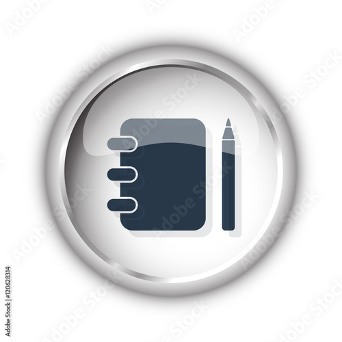 Web button with black Note Book icon on white background
