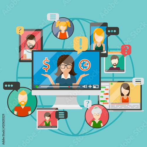 Web conference concept or online