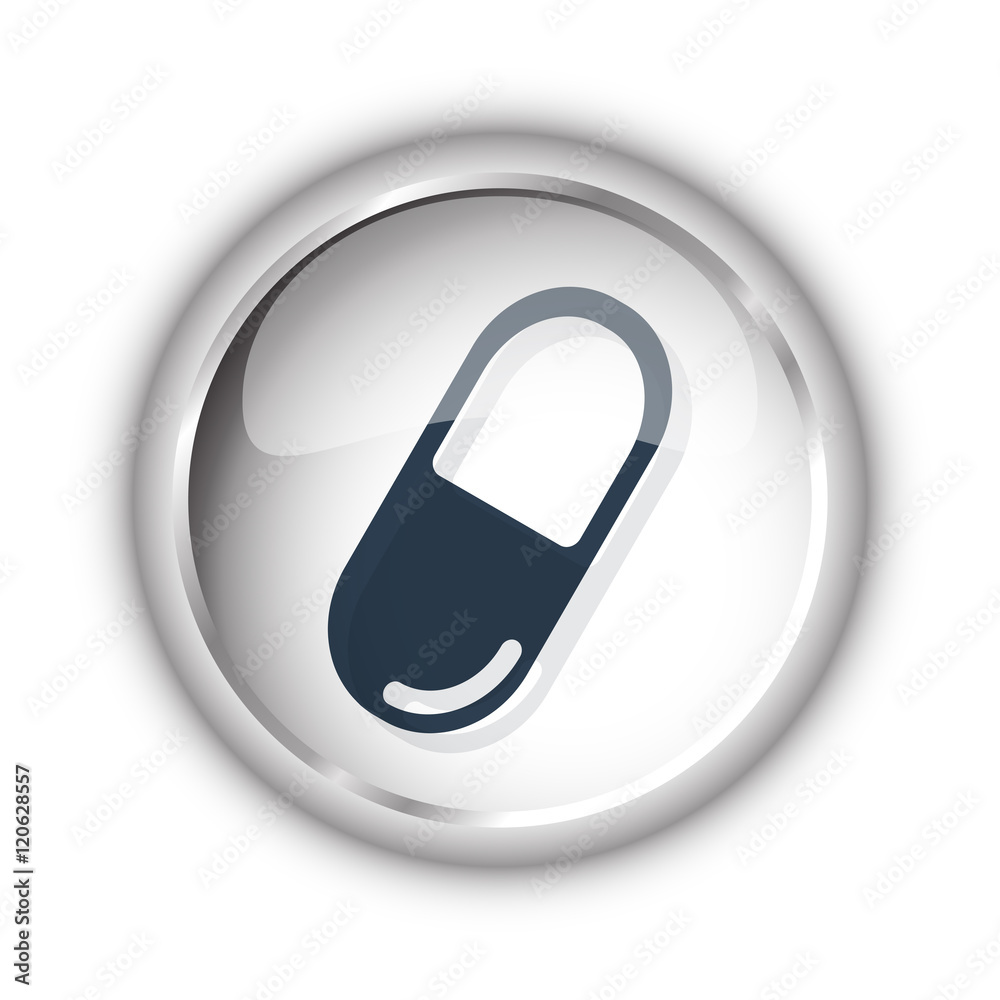 Web button with black Pill icon on white background Web button with black Pill icon on white background