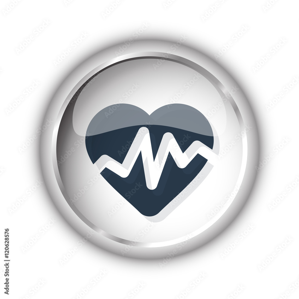 Web button with black Heart Rate Pulse icon on white background Web button with black Heart Rate Pulse icon on white background