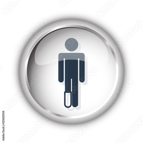Web button with black Foot icon on white background