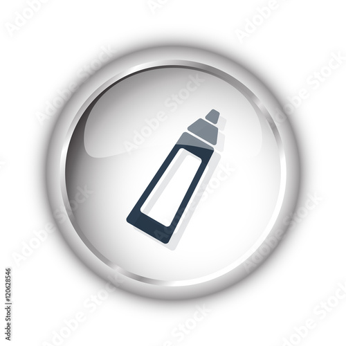 Web button with black Baby Bottle icon on white background