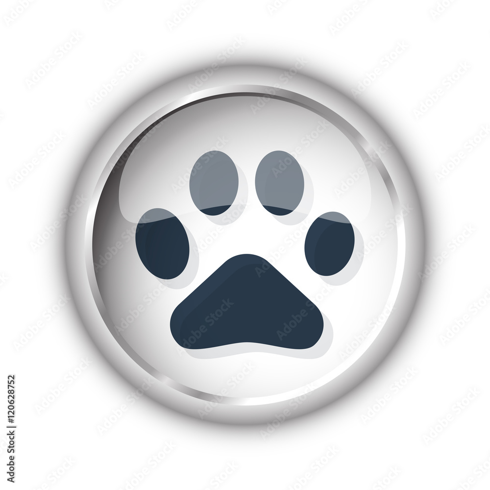 Web button with black Paw Print icon on white background Web button with black Paw Print icon on white background