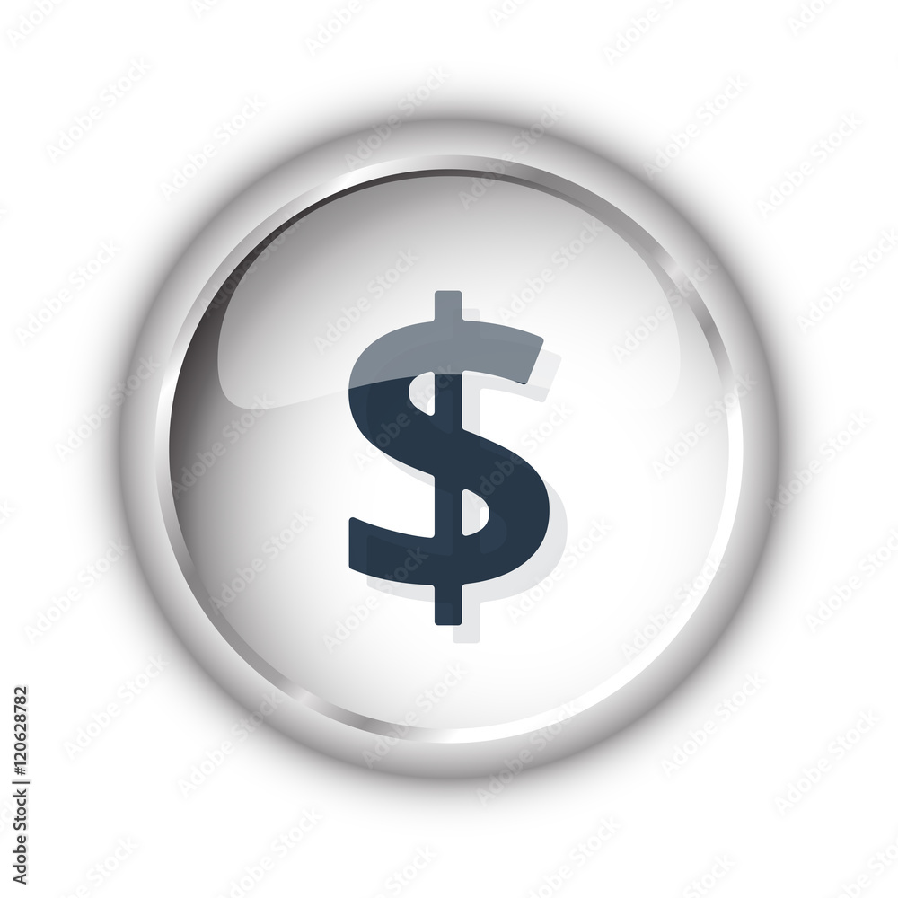 Web button with black Dollar icon on white background Web button with black Dollar icon on white background