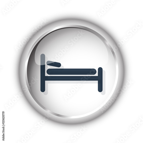 Web button with black Bed icon on white background