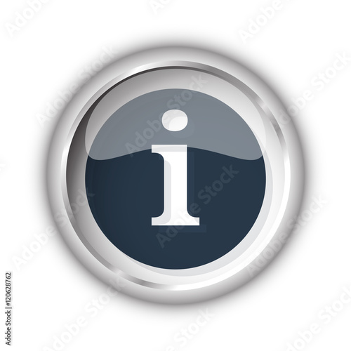 Web button with black Information icon on white background