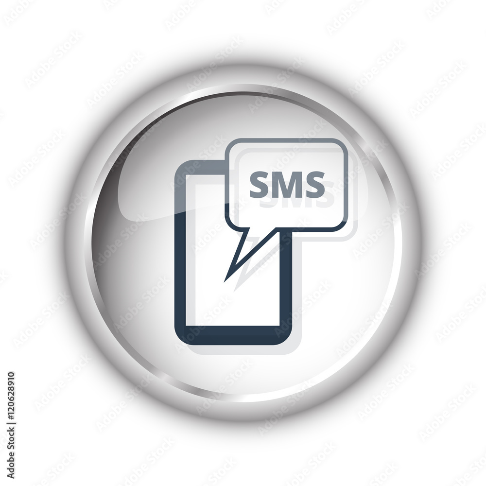 Web button with black Sms icon on white background Web button with black Sms icon on white background