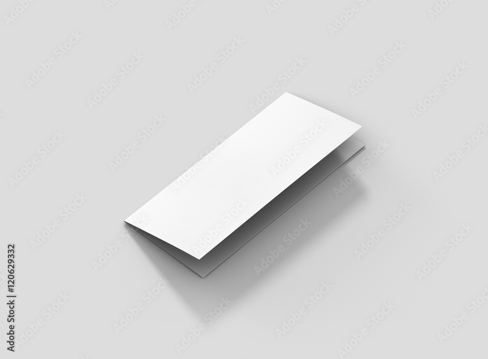 Photorealistic Trifold Brochure Mockup, closed frontside, on light grey background. 3D illustration. High Resolution Texture. Mockup template ready for your design. Photorealistic Trifold Brochure Mockup, closed frontside, on light grey background. 3D illustration. High Resolution Texture. Mockup template ready for your design.