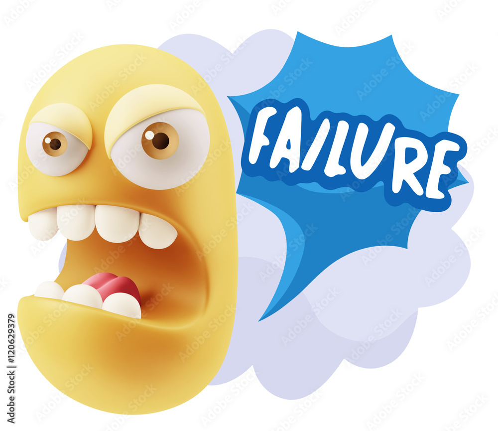 3d Rendering Angry Character Emoji saying Failure with Colorful 3d Rendering Angry Character Emoji saying Failure with Colorful