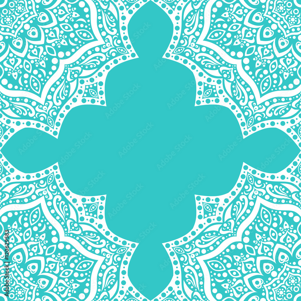 Obraz premium White lace on turquoise background.