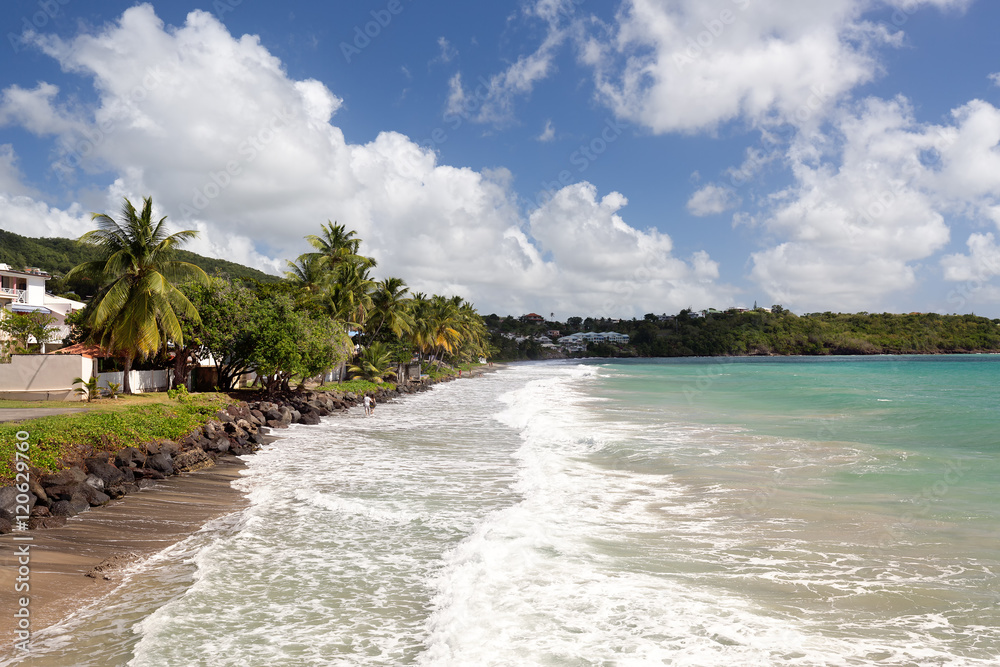 Naklejka premium Le Diamant Beach. Beautiful Beach Scene in Martinique, French Overseas Department
