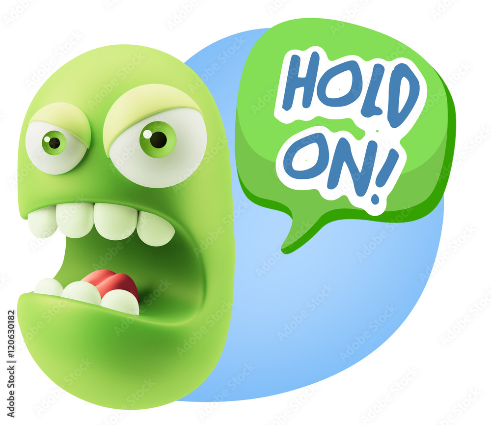 3d Rendering Angry Character Emoji saying Hold On with Colorful 3d Rendering Angry Character Emoji saying Hold On with Colorful