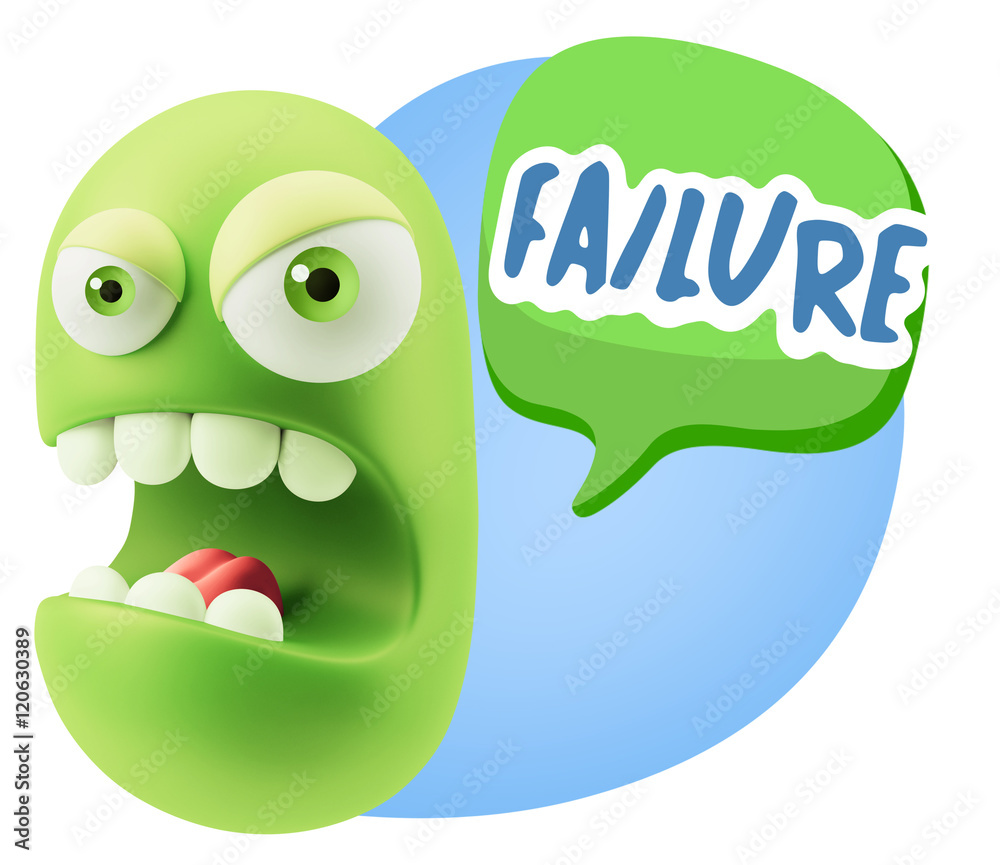 3d Rendering Angry Character Emoji saying Failure with Colorful 3d Rendering Angry Character Emoji saying Failure with Colorful