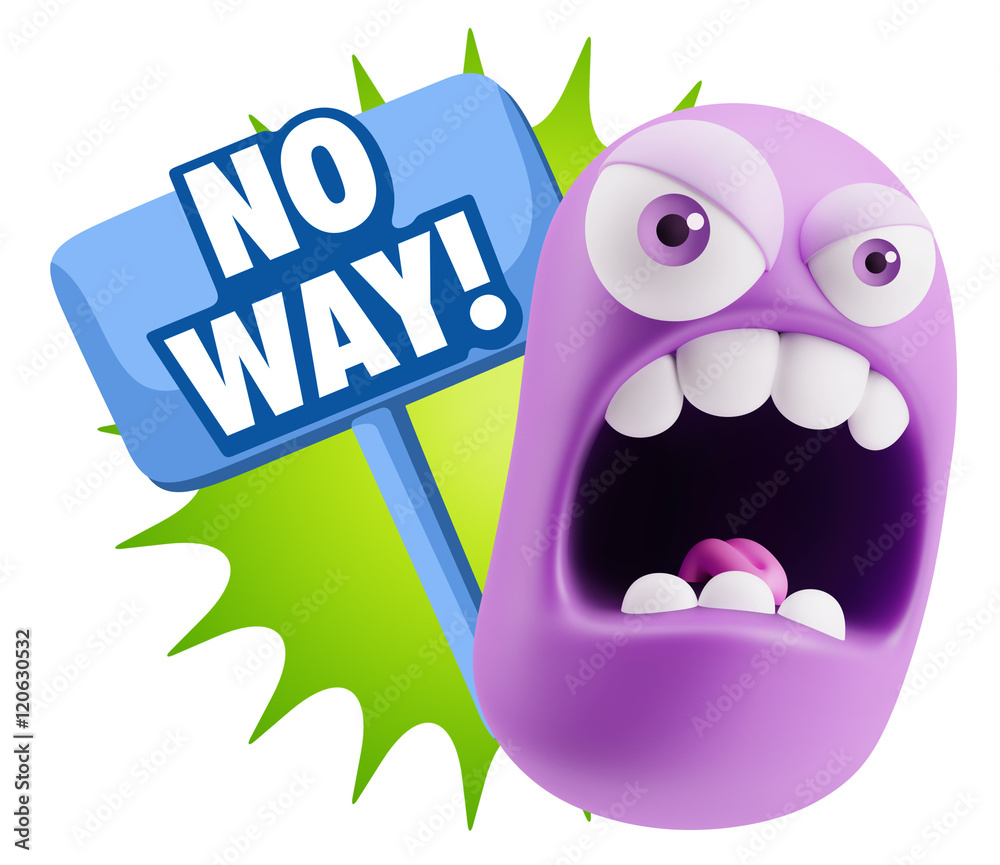 3d Rendering Angry Character Emoji saying No Way with Colorful S 3d Rendering Angry Character Emoji saying No Way with Colorful S