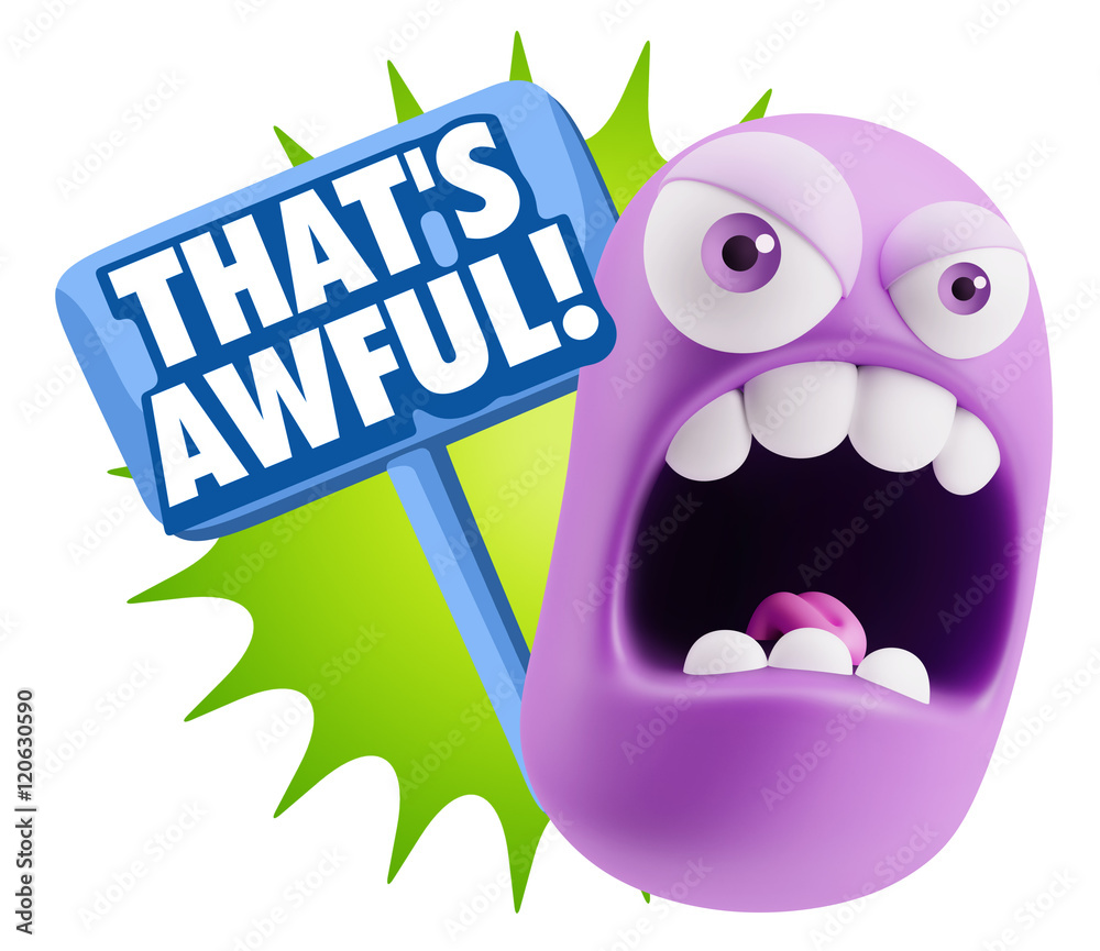 Obraz premium 3d Rendering Angry Character Emoji saying That's Awful with Colo