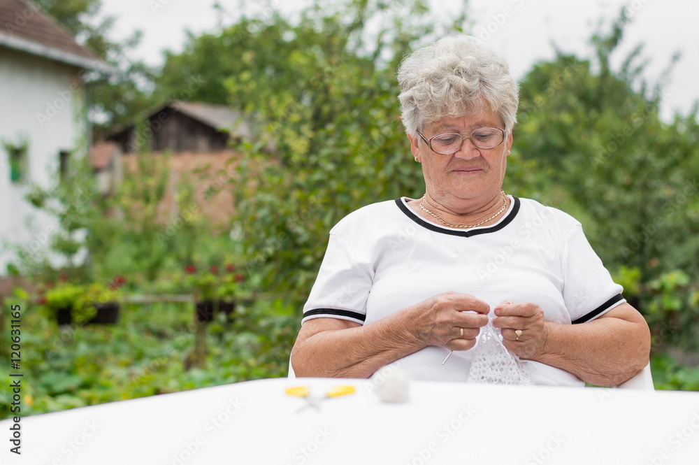 Beautiful healthy grandma knitting Beautiful healthy grandma knitting