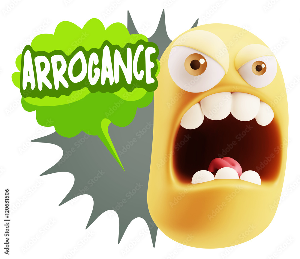 3d Rendering Angry Character Emoji saying Arrogance with Colorfu 3d Rendering Angry Character Emoji saying Arrogance with Colorfu