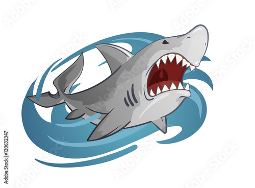 cartoon illustration of white shark