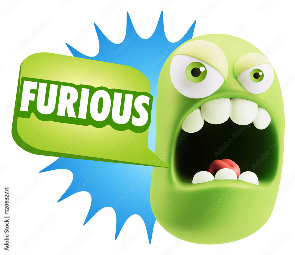 Fototapeta premium 3d Rendering Angry Character Emoji saying Furious with Colorful