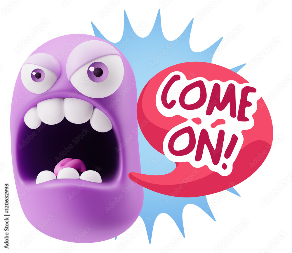 3d Rendering Angry Character Emoji saying Come On with Colorful 3d Rendering Angry Character Emoji saying Come On with Colorful