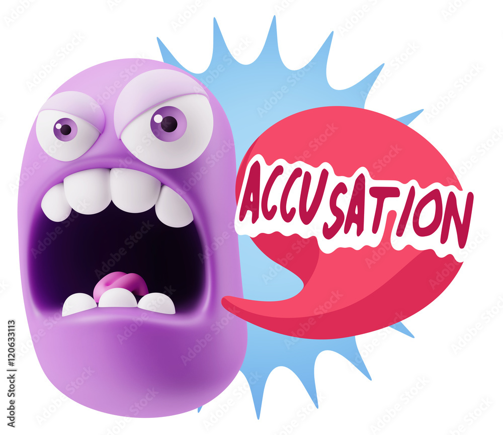 3d Rendering Angry Character Emoji saying Accusation with Colorf 3d Rendering Angry Character Emoji saying Accusation with Colorf