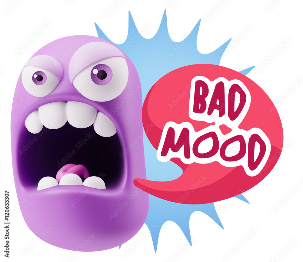 3d Rendering Angry Character Emoji saying Bad Mood with Colorful 3d Rendering Angry Character Emoji saying Bad Mood with Colorful