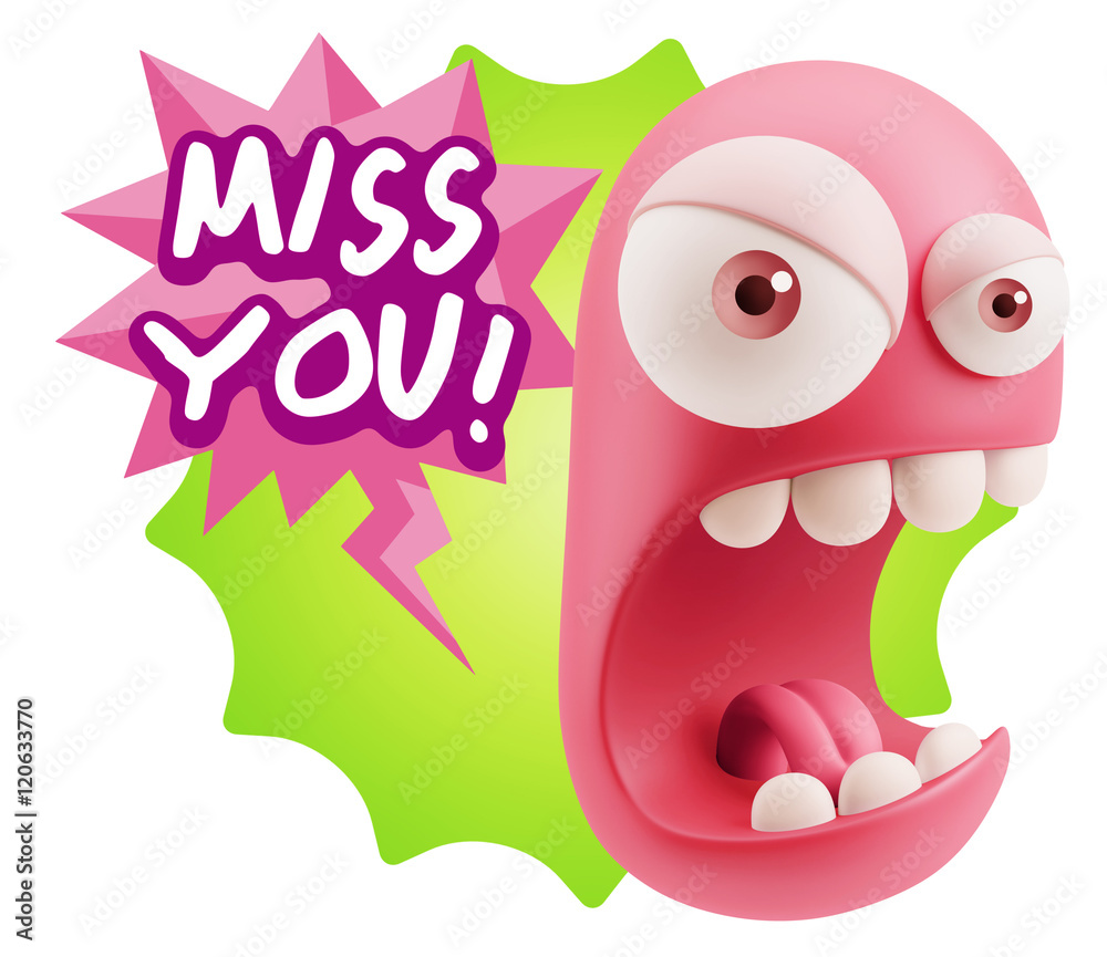 3d Rendering Angry Character Emoji saying Miss You with Colorful 3d Rendering Angry Character Emoji saying Miss You with Colorful
