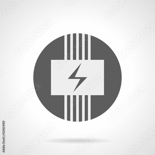 Gray round flat vector icon for electric system