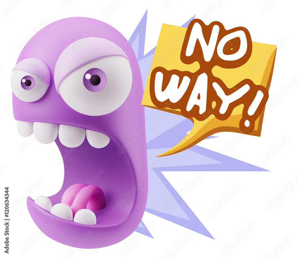3d Rendering Angry Character Emoji saying No Way with Colorful S 3d Rendering Angry Character Emoji saying No Way with Colorful S