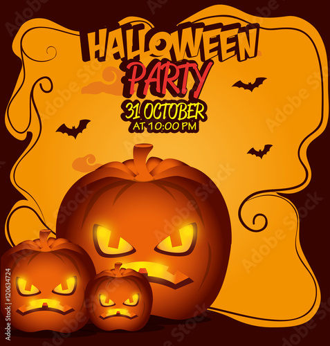 poster halloween party with pumpkin design isolated vector illustration eps 10