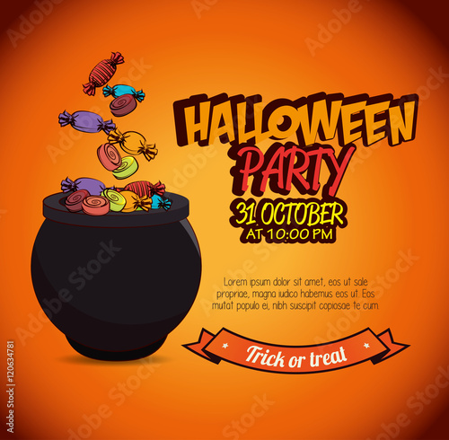 poster halloween party with cauldron design isolated vector illustration eps 10