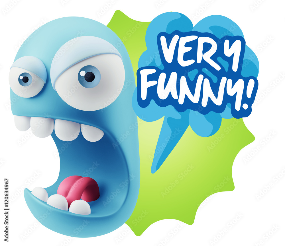 Obraz premium 3d Rendering Angry Character Emoji saying Very Funny with Colorf
