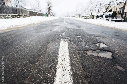 Winter road damage