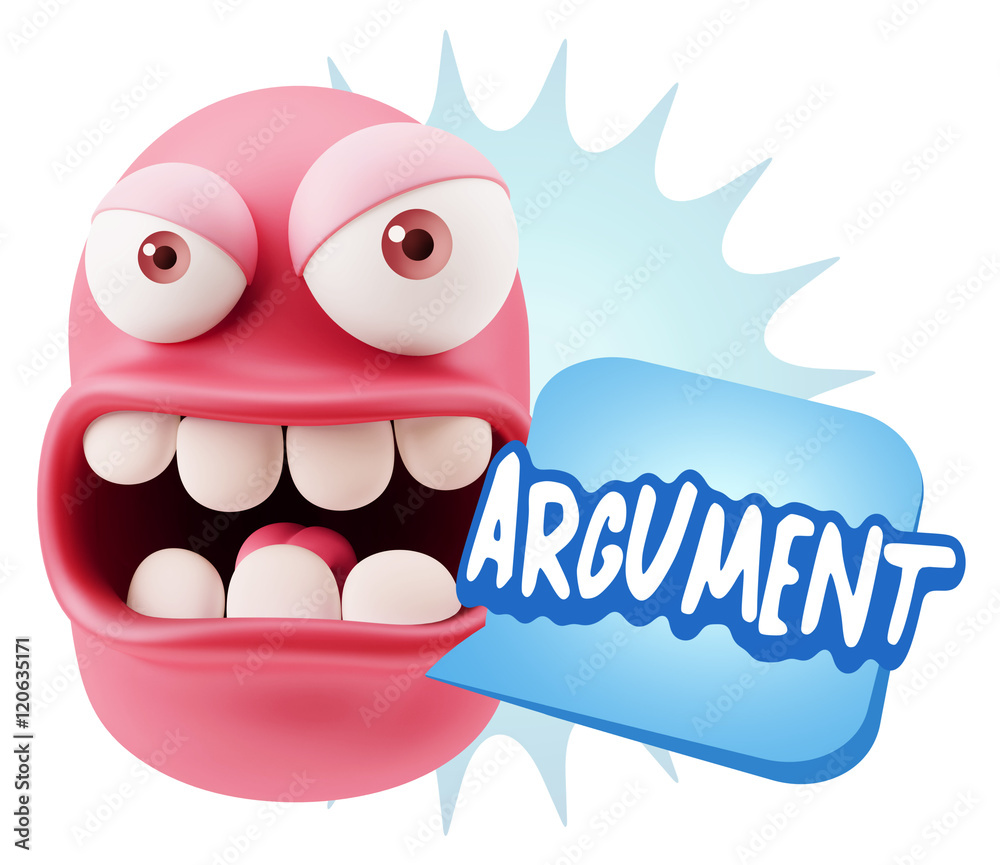 Obraz premium 3d Rendering Angry Character Emoji saying Argument with Colorful