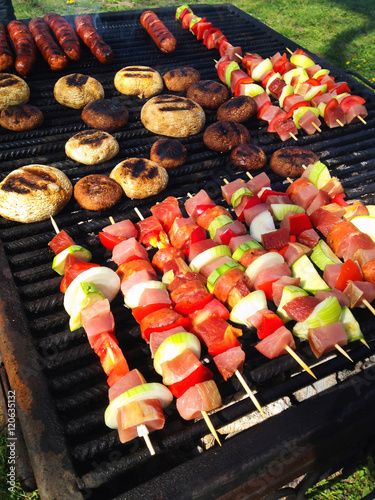  Skewers on grill